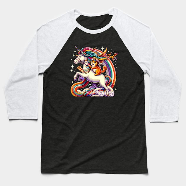 Pizza Unicorn and Cat Lover, Love Eating Pizza Baseball T-Shirt by dukito